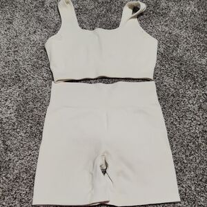 White Ribbed Tank and Shorts Set